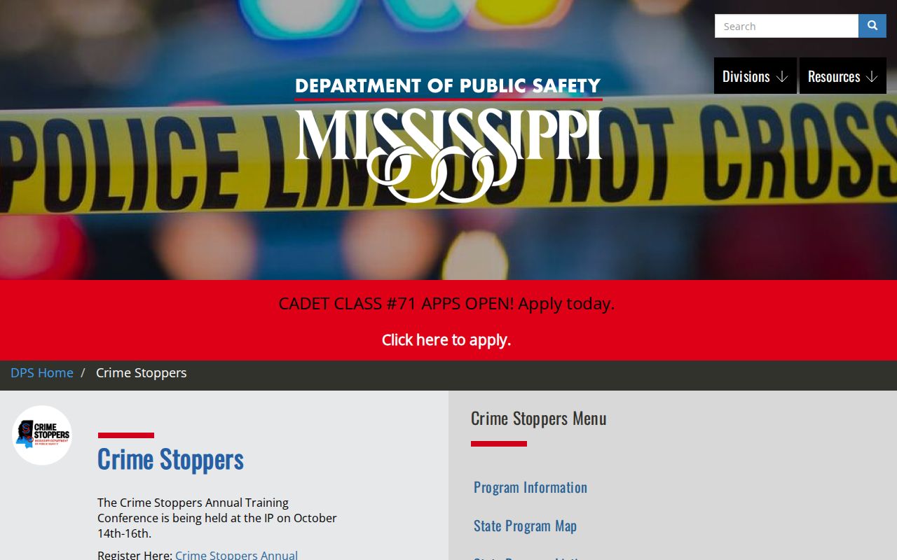 Bolivar County warrant tip route through Mississippi DPS Crime Stoppers